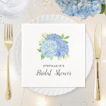 Guardanapo De Papel Chá de panela Hydrangea Blue Floral<br><div class="desc">Estes guardanapos chás de panela apresentam um buquê azul de flor de hydrangea com folhagem de folha. Você pode personalizar esses guardanapos com o nome da noiva. Estes guardanapos fazem parte de uma coleção que inclui uma série de artigos de papelaria e noivado correspondentes. Visite nossa loja ou veja nossas...</div>