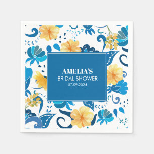 Guardanapo De Papel Chá de panela italiano azul-palha amarelo