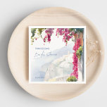 Guardanapo De Papel Chá de panela italiano do Mediterrâneo Amalfi<br><div class="desc">Arco Bougainvillea Vista da costa Amalfi Mediterrâneo modelo de chá de panela italiano temático italiano de guardanapos personalizados de chá de panela</div>