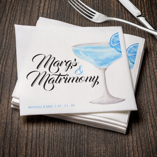 Guardanapo De Papel Chá de panela Margs & Matrimony Blue Margarita (Margs & Matrimony Blue Margarita Bridal Shower Napkins
)