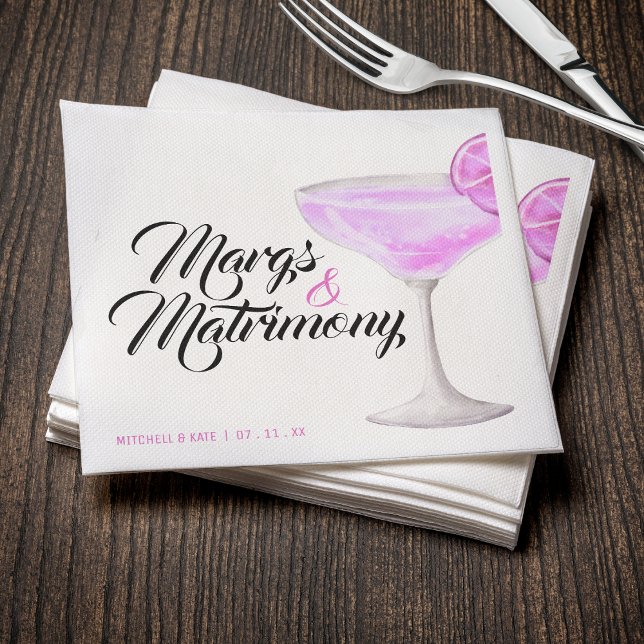 Guardanapo De Papel Chá de panela Margs & Matrimony Pink Margarita (Margs & Matrimony Pink Margarita Bridal Shower Napkins
)