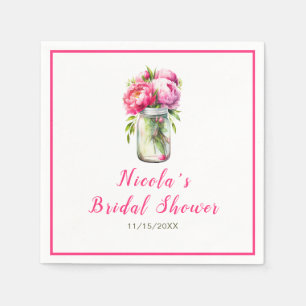 Guardanapo De Papel Chá de panela Mason Jar de Peonies Rosa