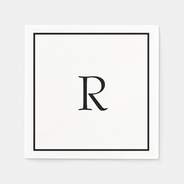 Guardanapo De Papel Chá de panela Monogramas Nome Casamento Branco Pre (Frente)