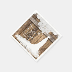 Guardanapo De Papel Chá de panela na madeira rústica & no laço bran