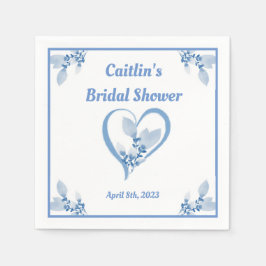 Guardanapo De Papel Chá de panela Napkin - tema Blue Watercolor Heart