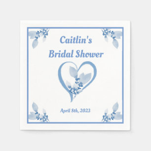 Guardanapo De Papel Chá de panela Napkin - tema Blue Watercolor Heart