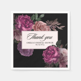 Guardanapo De Papel Chá de panela negro floral com cor d'água escura