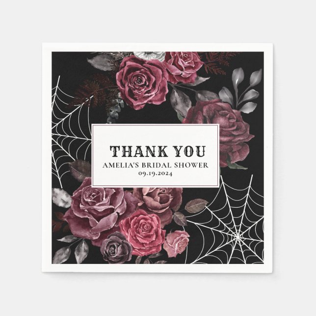 Guardanapo De Papel Chá de panela negro floral gótico-escuro (Frente)