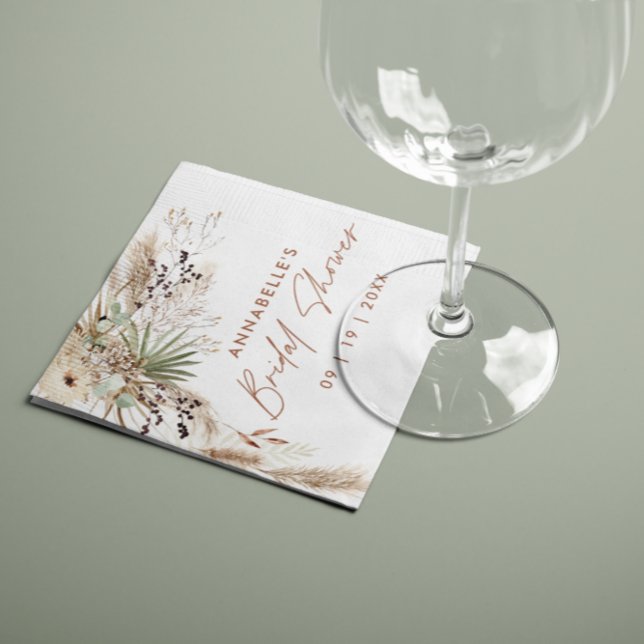 Guardanapo De Papel Chá de panela pampas erva moderna boho elegante na (Criador carregado)