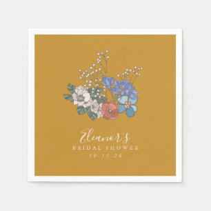 Guardanapo De Papel Chá de panela Personalizado Amarelo Floral do Boho