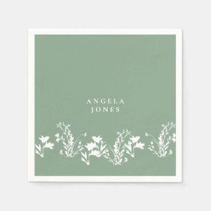 Guardanapo De Papel Chá de panela Personalizado Floral Branco Sage