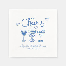 Guardanapo De Papel Chá de panela Retroativo Branco Azul Desenhado à M