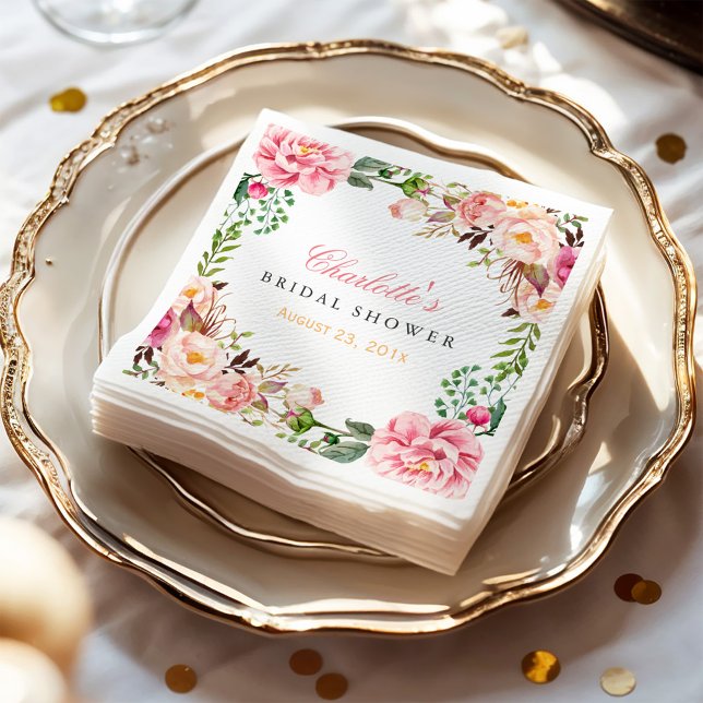 Guardanapo De Papel Chá de panela Romântico Mola Floral Chic (Criador carregado)