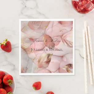 Guardanapo De Papel Chá de panela Romântico Rosa Blush Dourado de folh