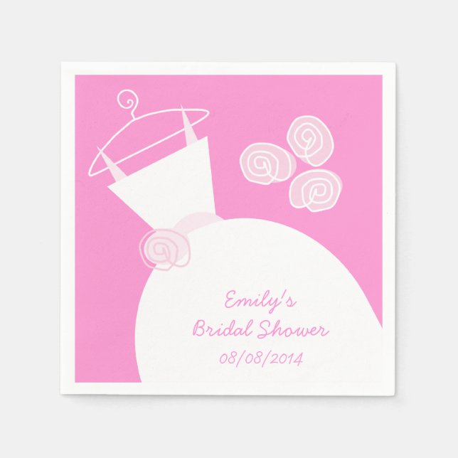 Guardanapo De Papel Chá de panela Rosa de Casamento 'Texto' (Frente)