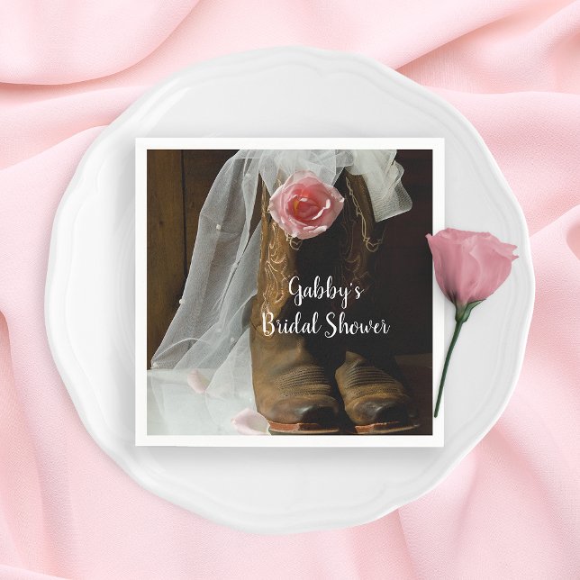 Guardanapo De Papel Chá de panela rosa-Rosa e botas-cowboy (Criador carregado)