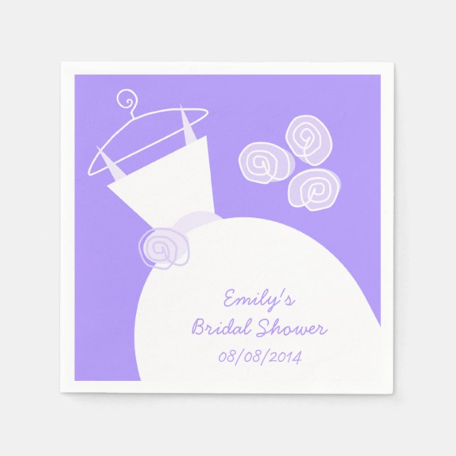 Guardanapo De Papel Chá de panela Roxo de Casamento 'Texto' (Frente)