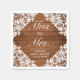 Guardanapo De Papel Chá de panela Rustic Wood & White Lace Sra. à Sra.