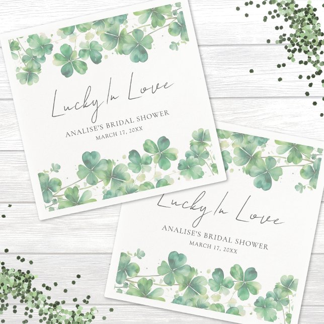 Guardanapo De Papel Chá de Panela Shamrock Lucky In Love (Shamrock Lucky In Love Bridal Shower Napkins )