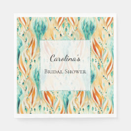 Guardanapo De Papel Chá de panela Tangerine Abstrato de Joia Turquesa