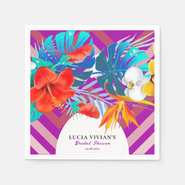 Guardanapo De Papel Chá de panela Tropical de Verão Floral (Frente)