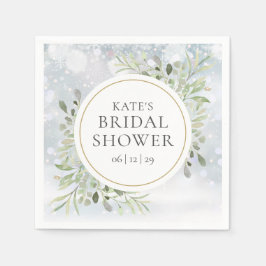 Guardanapo De Papel Chá de panela verde de inverno com aquarela