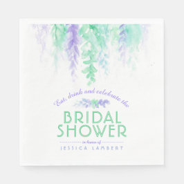 Guardanapo De Papel Chá de panela verde-púrpura floral da vinha