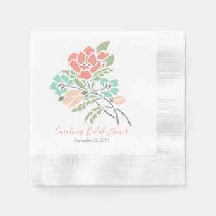 Guardanapo De Papel Chá de panela Verde Teal Floral Moderno