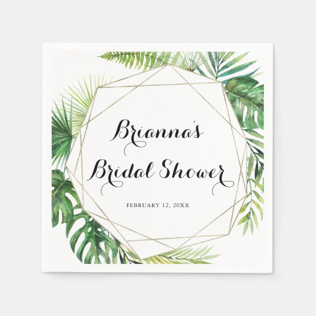 Guardanapo De Papel Chá de panela Verde Tropical de Destino Geométrico (Frente)