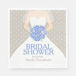 Guardanapo De Papel Chá de panela vestido de noiva fraldas azuis