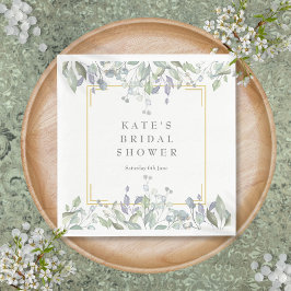 Guardanapo De Papel Chá e Lilás Flores em Aquarela Chá de Noiva