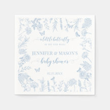 Chá elegante de bebê borboleta azul