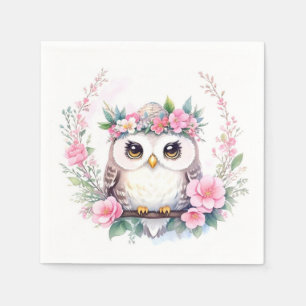Guardanapo De Papel Chá Floral de Coruja de Bebê