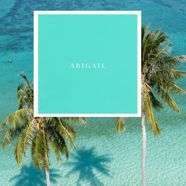 Guardanapo De Papel Chá Personalizado de Texto Branco Turquesa (Criador carregado)