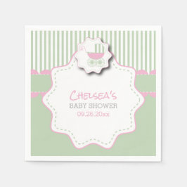 Guardanapo De Papel Chá Rosa & Mint Green Baby Buggy