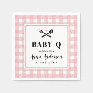 Guardanapo De Papel Chá rosa Pink Gingham Xadrez Baby Q