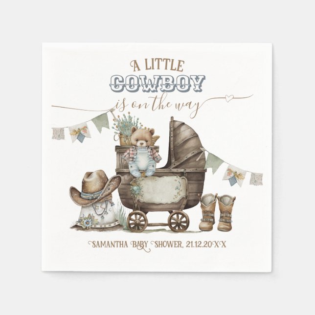 Guardanapo De Papel Chá Rustic Boho Country Wild West Boy (Frente)