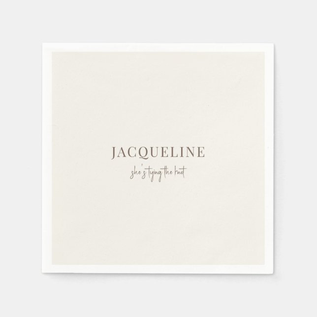 Guardanapo De Papel Chá Simples de Casando de Creme Personalizado (Frente)