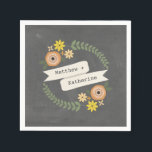 Guardanapo De Papel Chalk Inspirou Wreath Wedkins<br><div class="desc">Os guardanapos de papel com ilustração de uma coroa floral laranja sobre um fundo inspirado no quadro. Personalize os nomes. Procure por convites e outros itens de coordenação na Paperie de Jill.</div>