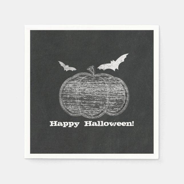 Guardanapo De Papel Chalk Pumpkin Chalkboard Halloween Party (Frente)