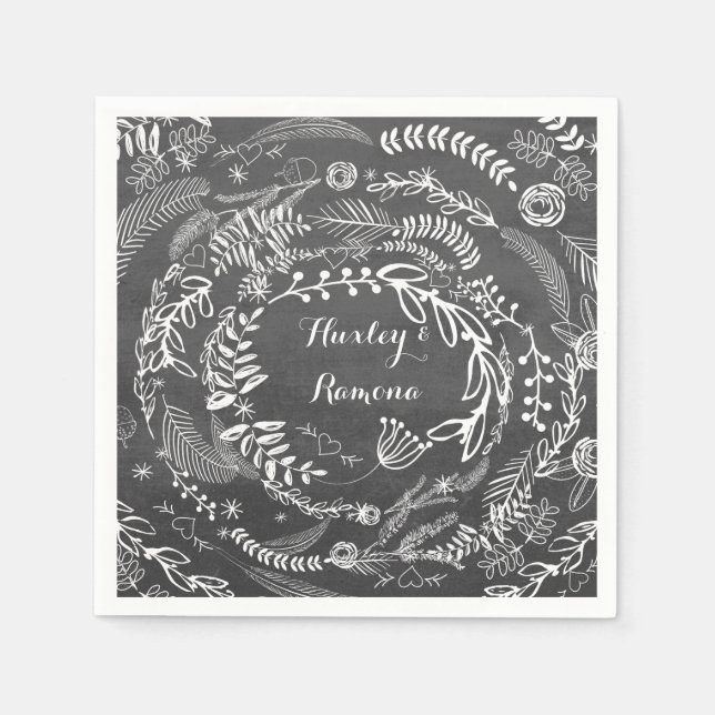 Guardanapo De Papel Chalkboard Floral Garland (Frente)