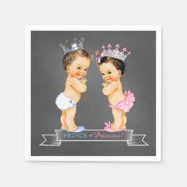 Guardanapo De Papel Chalkboard Gender Reveal Brunette Prince Princess