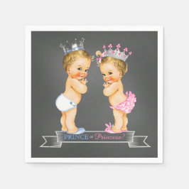 Guardanapo De Papel Chalkboard Gender Revement Blonde Prince Princess