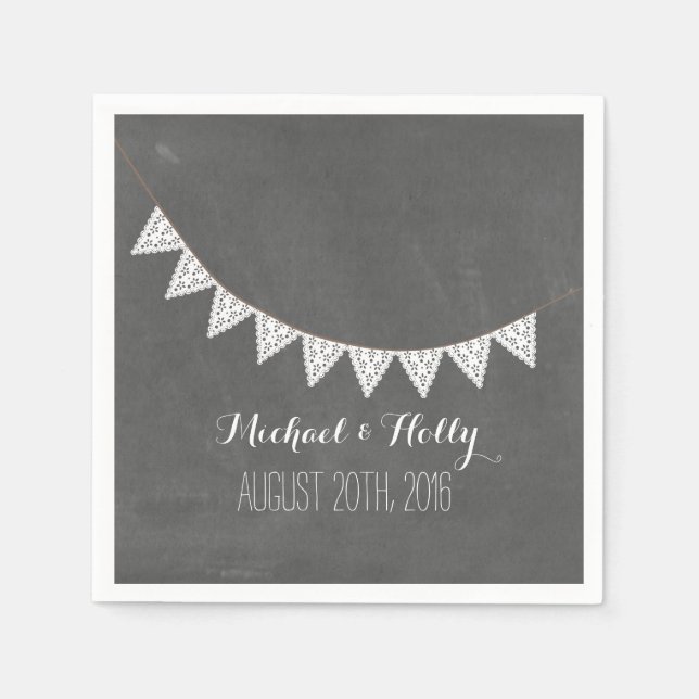Guardanapo De Papel Chalkboard Inspirou Casamento de Bunting Eyelet Na (Frente)