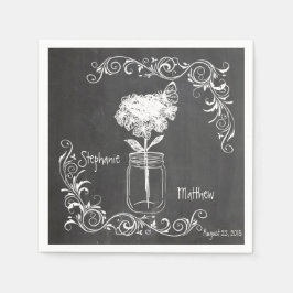 GUARDANAPO DE PAPEL CHALKBOARD MASON JAR GARDEN WEDDING NAPKINS