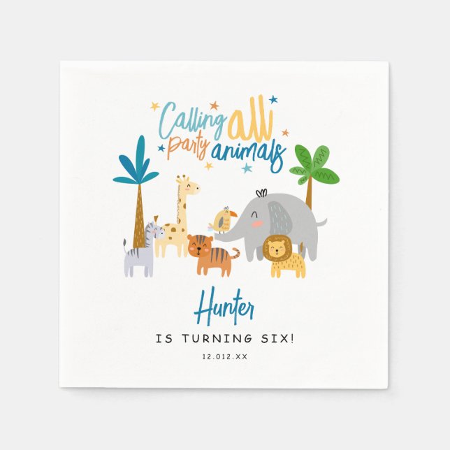 Guardanapo De Papel Chamando Todos os Animados de Festa Aniversário (Frente)