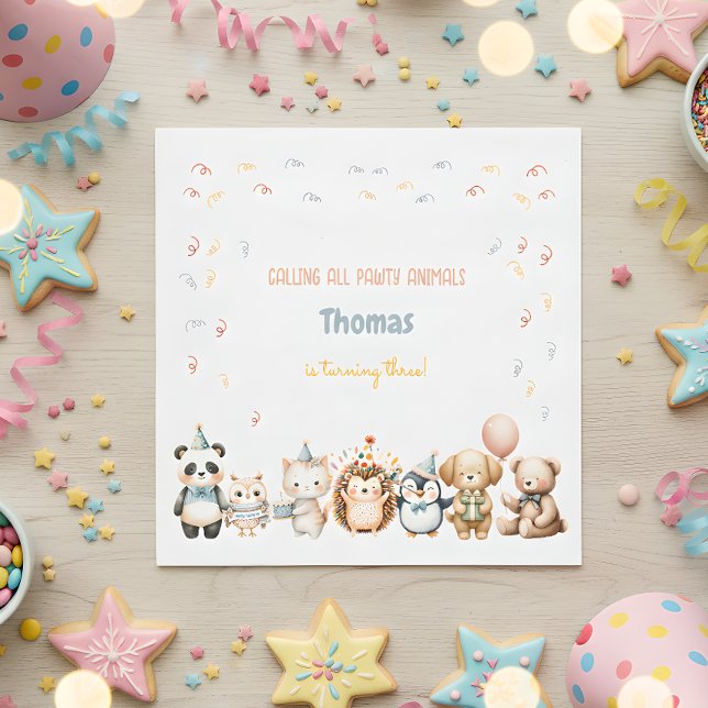 Guardanapo De Papel Chamando todos os animais de festa de aniversário (Criador carregado)