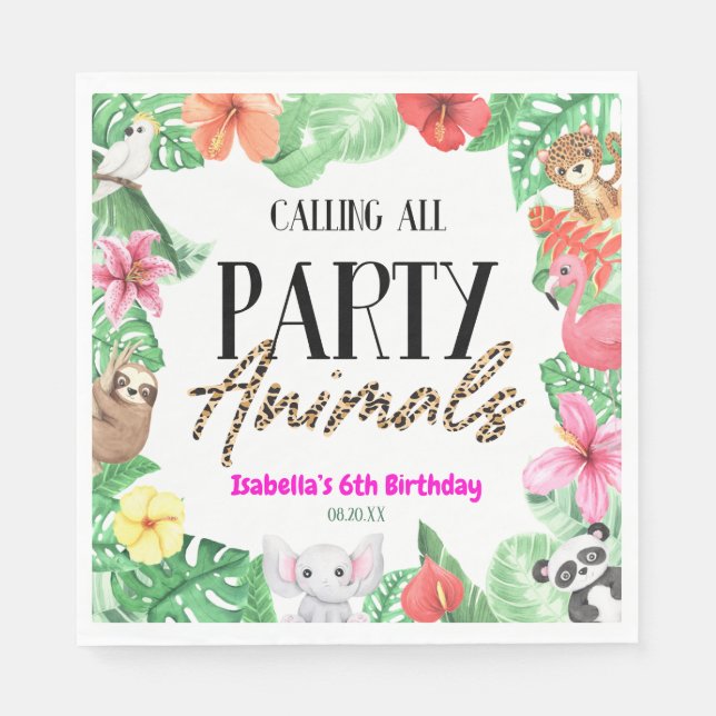 Guardanapo De Papel Chamando todos os animais de festa de Festa de ani (Frente)