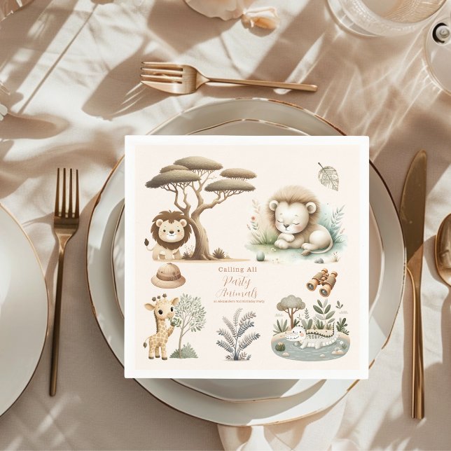 Guardanapo De Papel Chamando todos os animais de festa Safari Zoo Birt (Criador carregado)