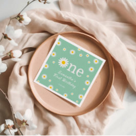 Guardanapo De Papel Chamomile Daisy Flower Elegante Aniversário Verde